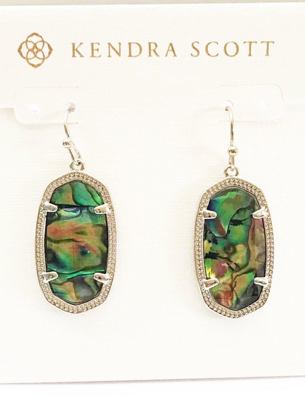 Kendra Scott Danielle Silver Tone Abalone Shell Hook Earrings